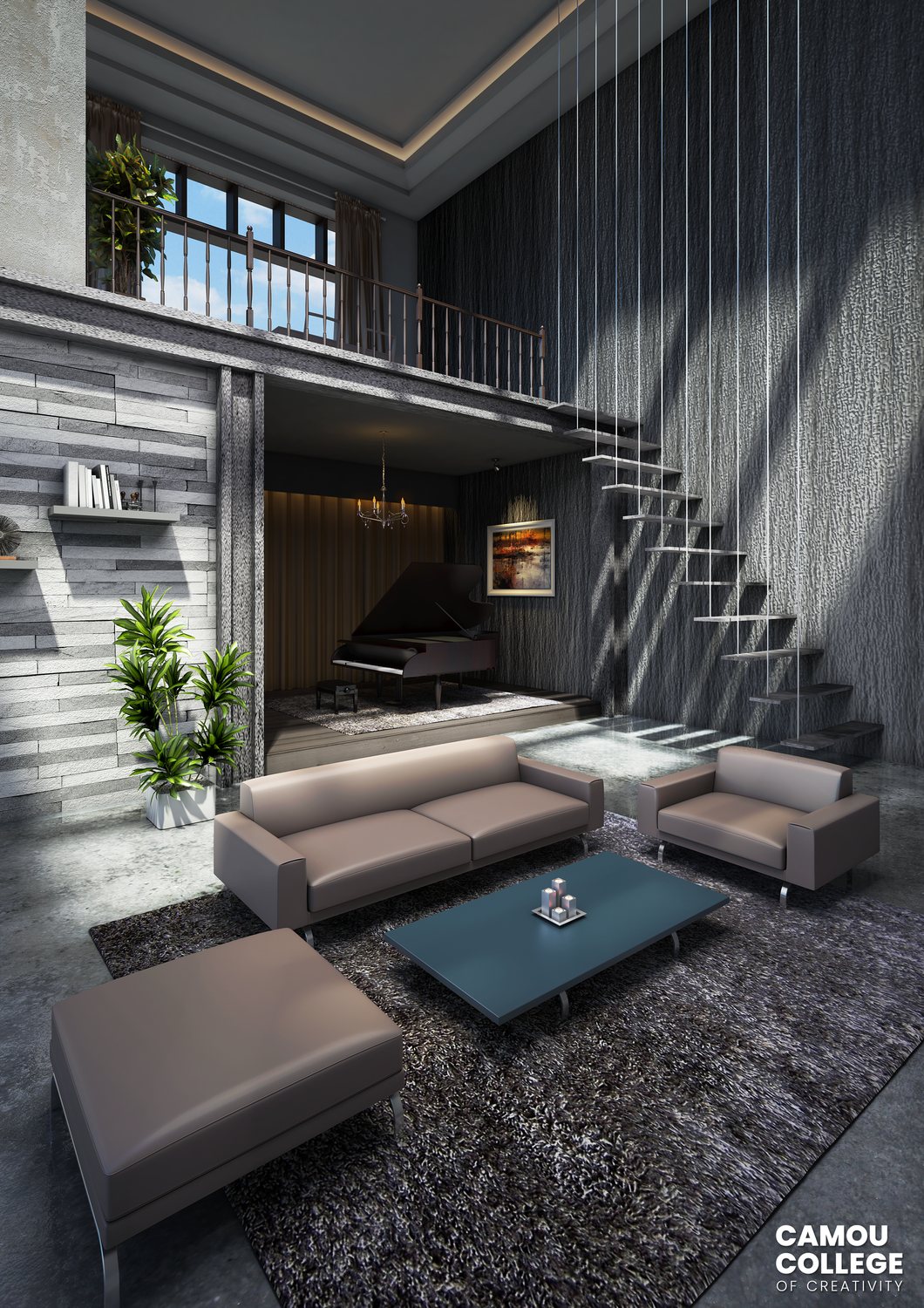 Interior space visualisation - Camou 3D Design student work